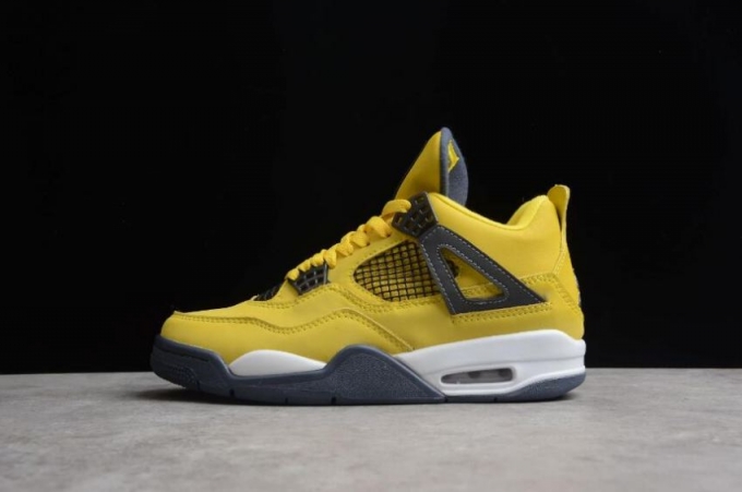 Men's | Air Jordan 4 Retro Lightning Tour Yellow Dark Blue Grey Basketball Shoes