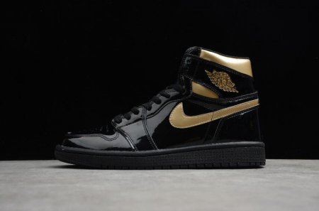 Women's | Air Jordan 1 Retro High OG Black Metallic Gold Basketball Shoes