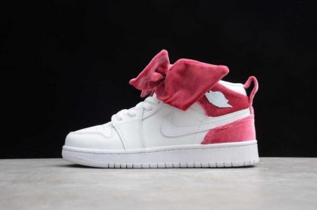 Men's | Air Jordan 1 Mid Bow GS White Noble Red Basketball Shoes