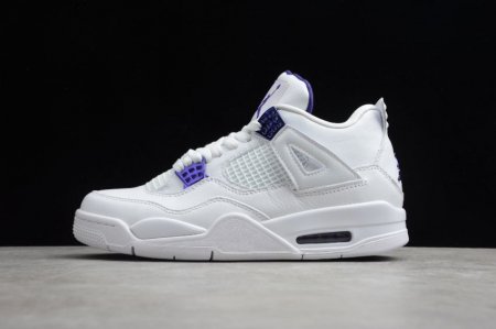 Men's | Air Jordan 4 Retro White Purple Basketball Shoes