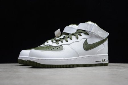Women's | Nike Air Force 1 Mid Retro White Dark Green 554724-088 Running Shoes