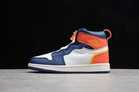 Women's | Air Jordan 1 High Zip WMNS Sail Bright Citron-Blue Void-True Orange Basketball Shoes