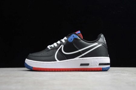Women's | Nike Air Force 1 React Black White Gym Red Blue CT1020-001 Running Shoes