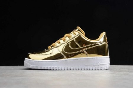 Women's | Nike Air Force 1 Low Liquid Metal Gold White CQ6566-700 Running Shoes
