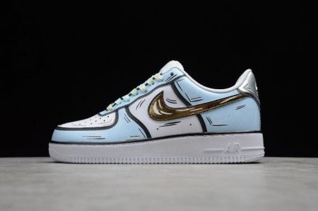 Women's | Nike Air Force 1 07 Blue White Gold CW2288-212 Running Shoes