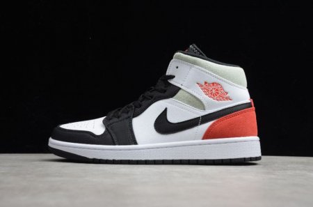 Men's | Air Jordan 1 Mid Buckle Black Toes Whit Red Basketball Shoes