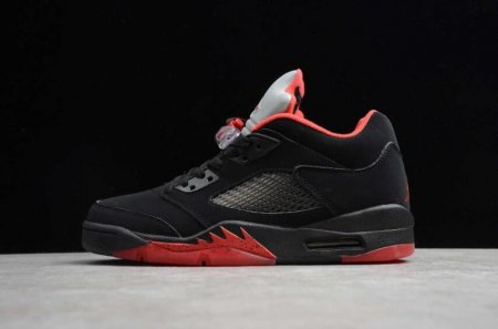 Men's | Air Jordan 5 Retro SNGL DY Black Red Basketball Shoes