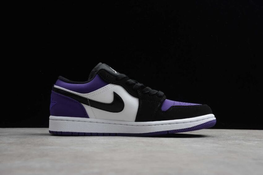 Men's | Air Jordan 1 Low White Black Court Purple Basketball Shoes