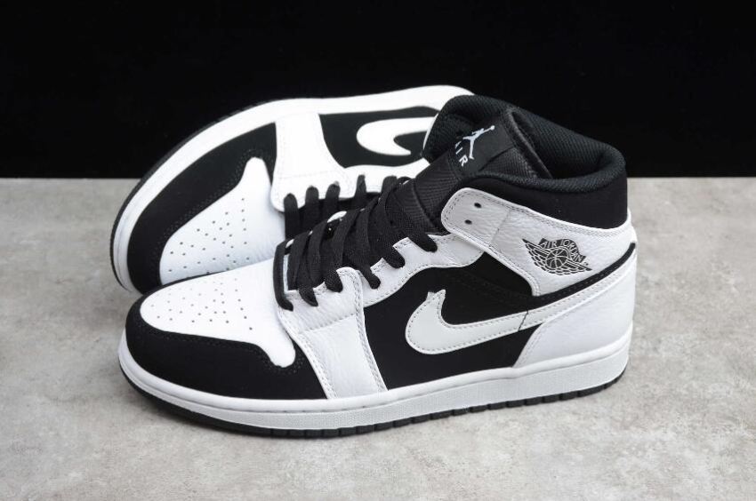Men's | Air Jordan 1 Mid Black White Basketball Shoes