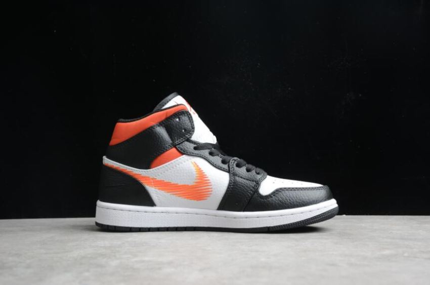 Men's | Air Jordan 1 Mid White Total Orange Basketball Shoes